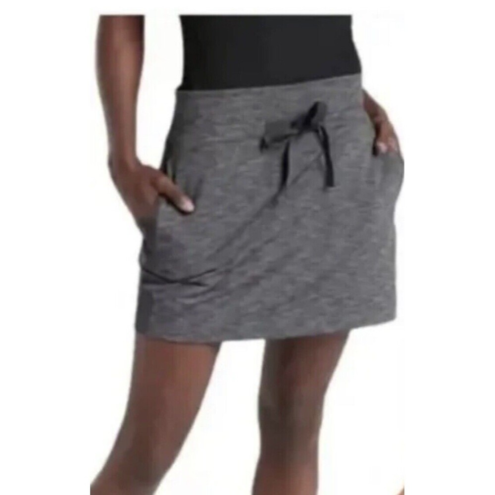 Athleta Skirt Skort Metro Downtown Solid Heather Gray Tennis Knit Women LT @G6